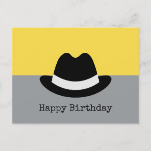 Modern Fedora Colorblock  Birthday Postcard
