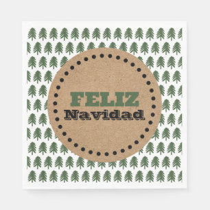 Modern FELIZ NAVIDAD Christmas Tree Napkin