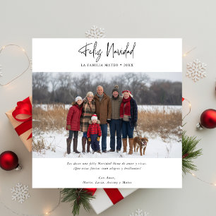 Modern Feliz Navidad Family Photo Christmas Red Holiday Card