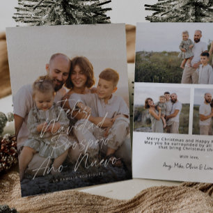 Modern Feliz Navidad Full Photo Script Christmas Holiday Card