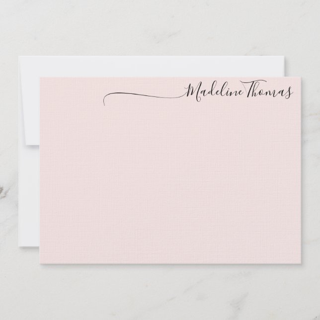 Modern Feminine Black Pink Script Calligraphy name Card (Front)