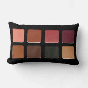 Modern Feminine Dark Warm Brown Makeup Pallete Lumbar Cushion