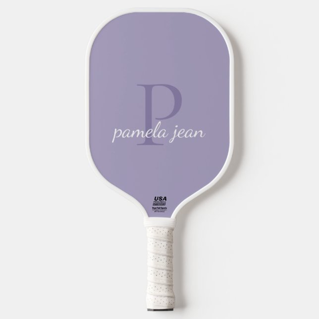 Modern Feminine Pastel Monogram Custom Name Pickleball Paddle (Front)