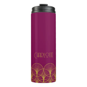 Modern Feminine Personalised Art Deco Style Thermal Tumbler