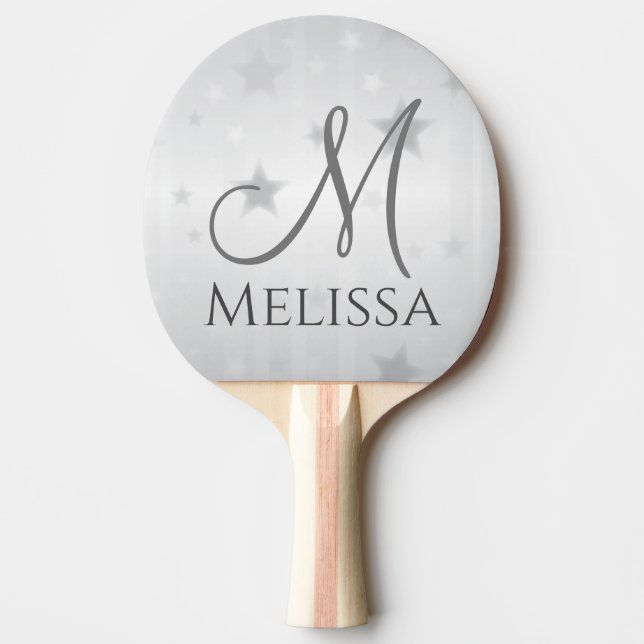 Modern Feminine Personalised Minimalist Silver Ping Pong Paddle (Front)