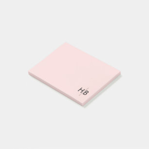 Modern Feminine Pink & Black Initial Monogram Post-it Notes