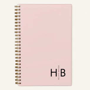 Modern Feminine Pink Initial Monogram Notebook