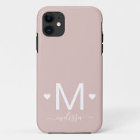 Modern feminine script monogram blush pink