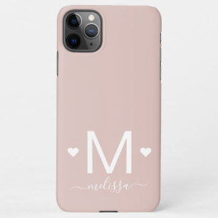 Modern feminine script monogram blush pink iPhone 11Pro max case