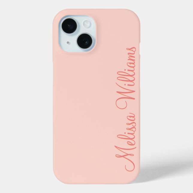 Modern Feminine Solid Soft Pink Script Custom Name Case-Mate iPhone Case (Back)