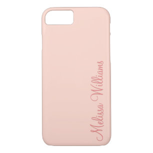 Modern Feminine Solid Soft Pink Script Custom Name iPhone 8/7 Case