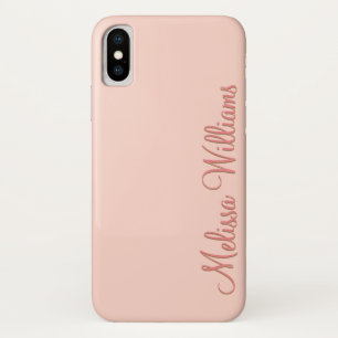 Modern Feminine Solid Soft Pink Script Custom Name iPhone X Case