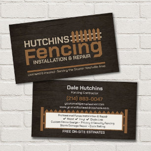 Modern Fencing Contractor Installation Repair Business Card