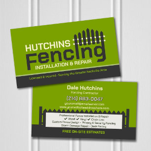 Modern Fencing Contractor Installation Repair Business Card