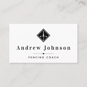 Modern Fencing Logo Coach Instructor Fencer Sports Business Card