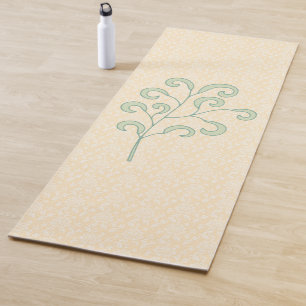 Modern Fern on Peach Floral Yoga Mat