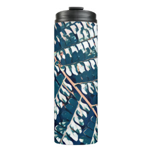 Modern fern pattern with Black background Thermal Tumbler
