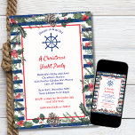 Modern Festive Blue Striped Christmas Yacht Party Invitation<br><div class="desc">Modern Festive Blue Striped Christmas Yacht Party Invitation – Ideal for a Christmas boat parade, corporate holiday yacht party, or nautical-themed Christmas cocktail gathering. This editable invitation template is designed for those seeking a stylish, ocean-inspired holiday event. Available as an instant digital download, it’s fully customisable, allowing you to personalise...</div>