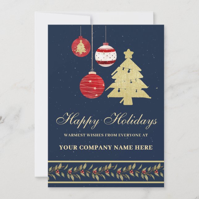 Modern Festive Business Logo Holiday Card (Front)