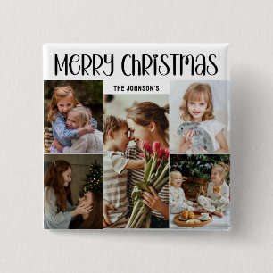 Modern Festive Casual Colorful Christmas 5 Photo  15 Cm Square Badge