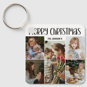 Modern Festive Casual Colorful Christmas 5 Photo  Key Ring
