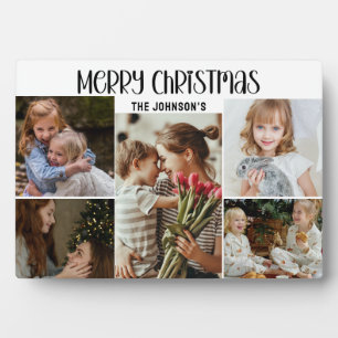Modern Festive Casual Colorful Christmas 5 Photo Plaque