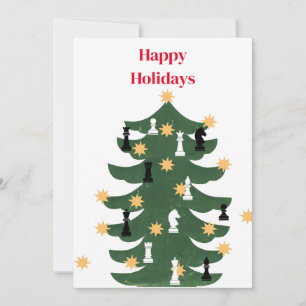 Modern Festive Christmas Chess Tree Holiday Card