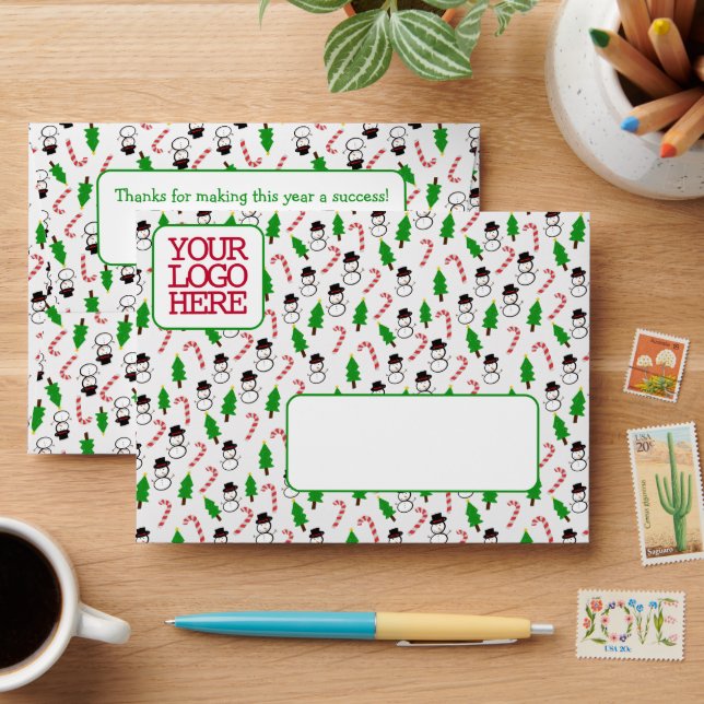 Modern Festive Christmas Pattern Logo | Gift Card Envelope (Desk)