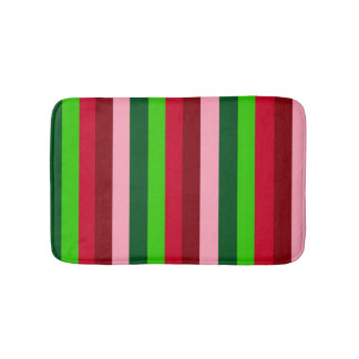 Modern Festive Christmas Striped Print Bath Mat