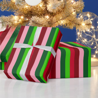 Modern Festive Christmas Striped Print Wrapping Paper