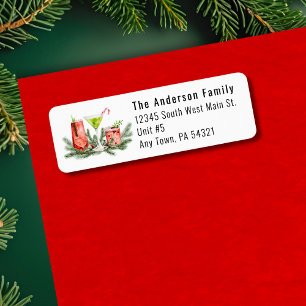 Modern Festive Cocktails Holiday Return Address Label