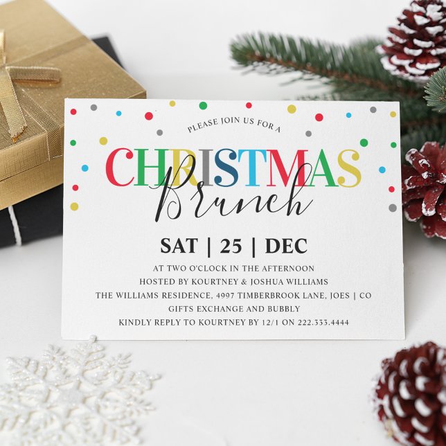 Modern Festive Colourful Christmas Brunch Invitation (Creator Uploaded)