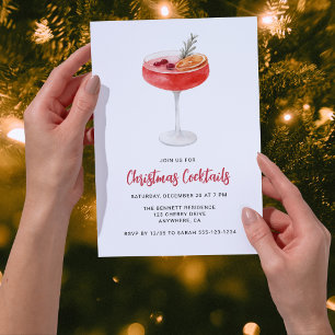 Modern Festive Drinks Christmas Cocktail Party Invitation