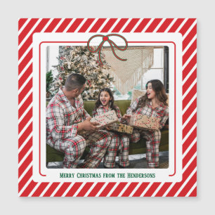 Modern Festive Family Photo Christmas Magnet Card