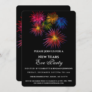 Modern Festive Fireworks New Years Eve Party Invitation
