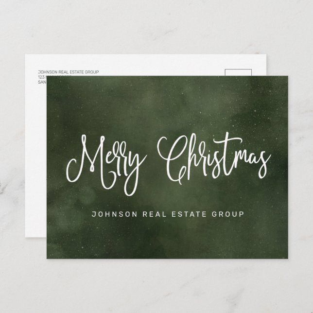 Modern Festive Green Christmas Business Holiday Postcard (Front/Back)