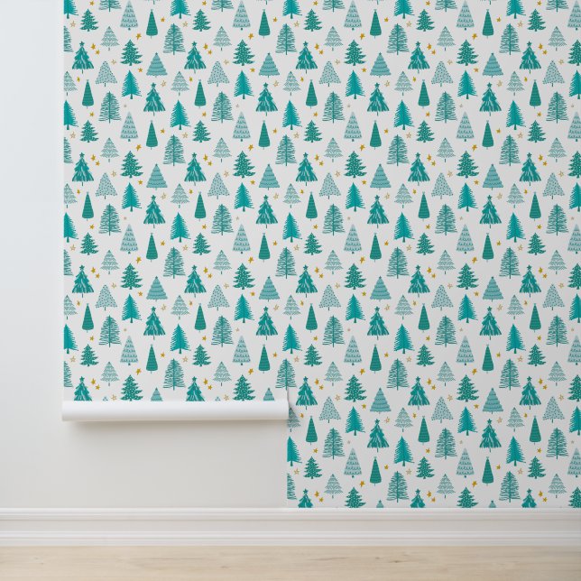 Modern Festive Green Christmas Tree Wallpaper (Application)