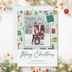Modern Festive Merry Christmas Gifts Holiday Card