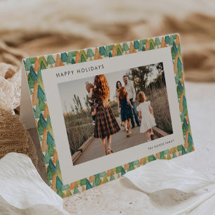 Modern Festive Pattern Family Photo Happy Holiday Card