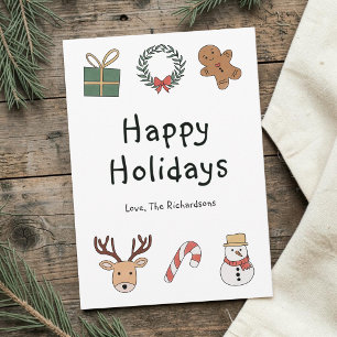 Modern Festive Pattern Happy Holidays Christmas Holiday Card