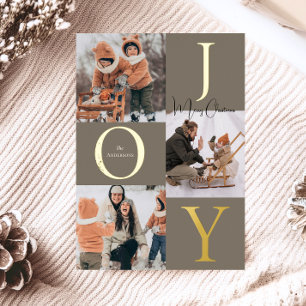 Modern Festive Photo collage Christmas Foil Holiday Card