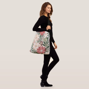 Modern Festive Poinsettia Christmas Holiday  Crossbody Bag