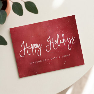 Modern Festive Red Christmas Business Holiday Postcard