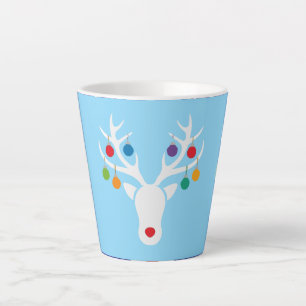 Modern Festive Rudolph Reindeer with Ornament Latte Mug