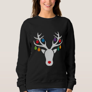 Modern Festive Rudolph Reindeer with Ornament Sweatshirt