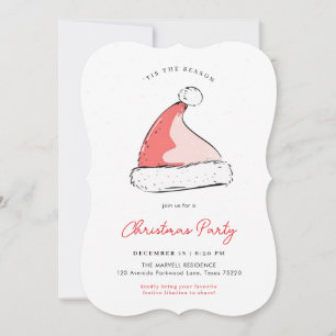 Modern Festive Santas Hat Christmas Party Bracket Invitation