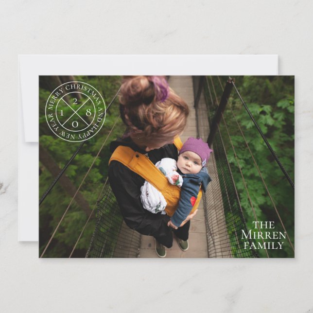 Modern Festive Seal Red Holiday Photo Card (Front)