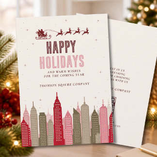 Modern Festive Skyline Corporate For Real Estate Holiday Card
