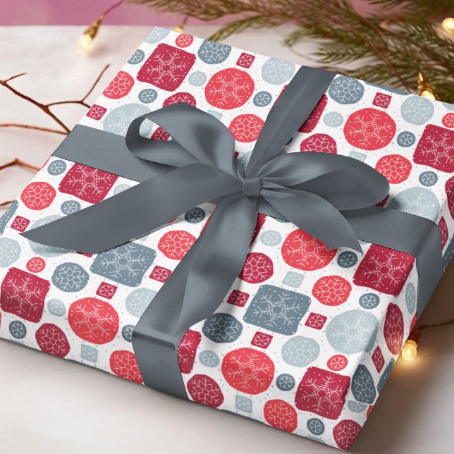 Modern Festive Snowflake Christmas Holiday  Wrapping Paper (Creator Uploaded)