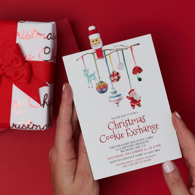Modern Festive Watercolor Cookie Exchange Party Invitation (Creator Uploaded)